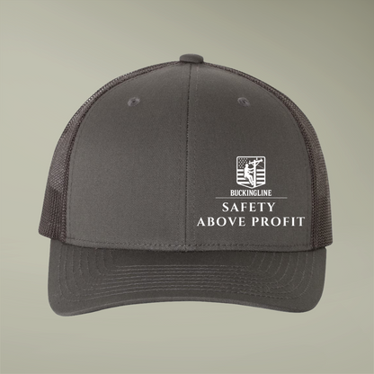 Lineman Hat - "Safety Above Profit" - Side View - Premium Quality Hats - Adjustable Fit