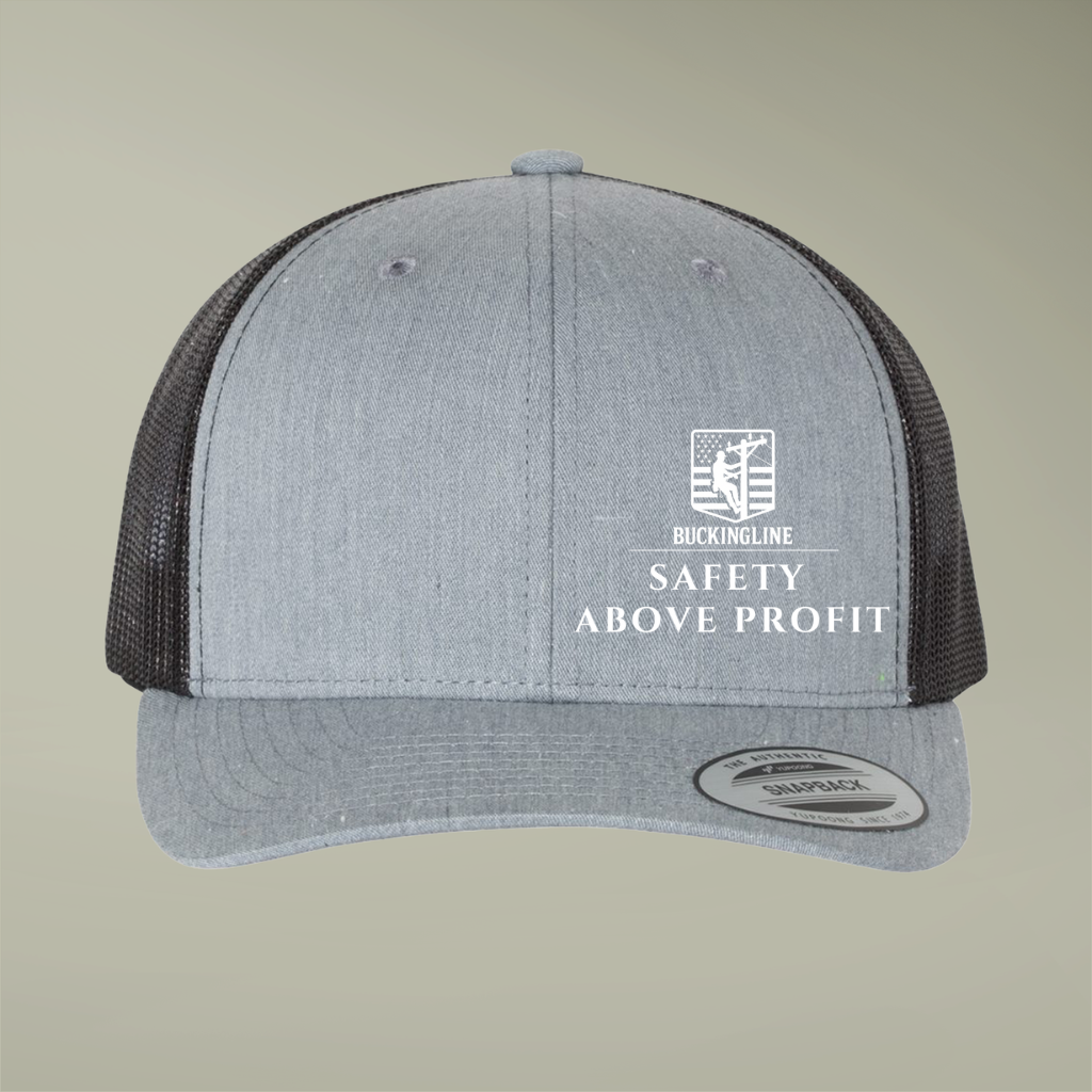 Lineman Hat - "Safety Above Profit" - Detail View - Premium Quality Hats - Adjustable Fit